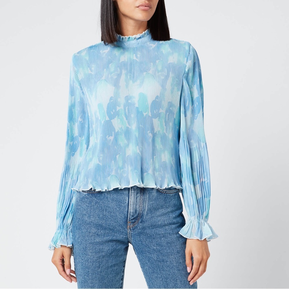 Ganni Pleated Georgette Top